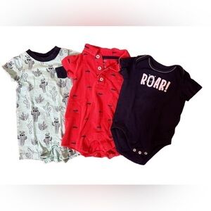 3 month baby 2 rompers & 1 onesie - cactus, cars & “Roar” summer Cali vibes